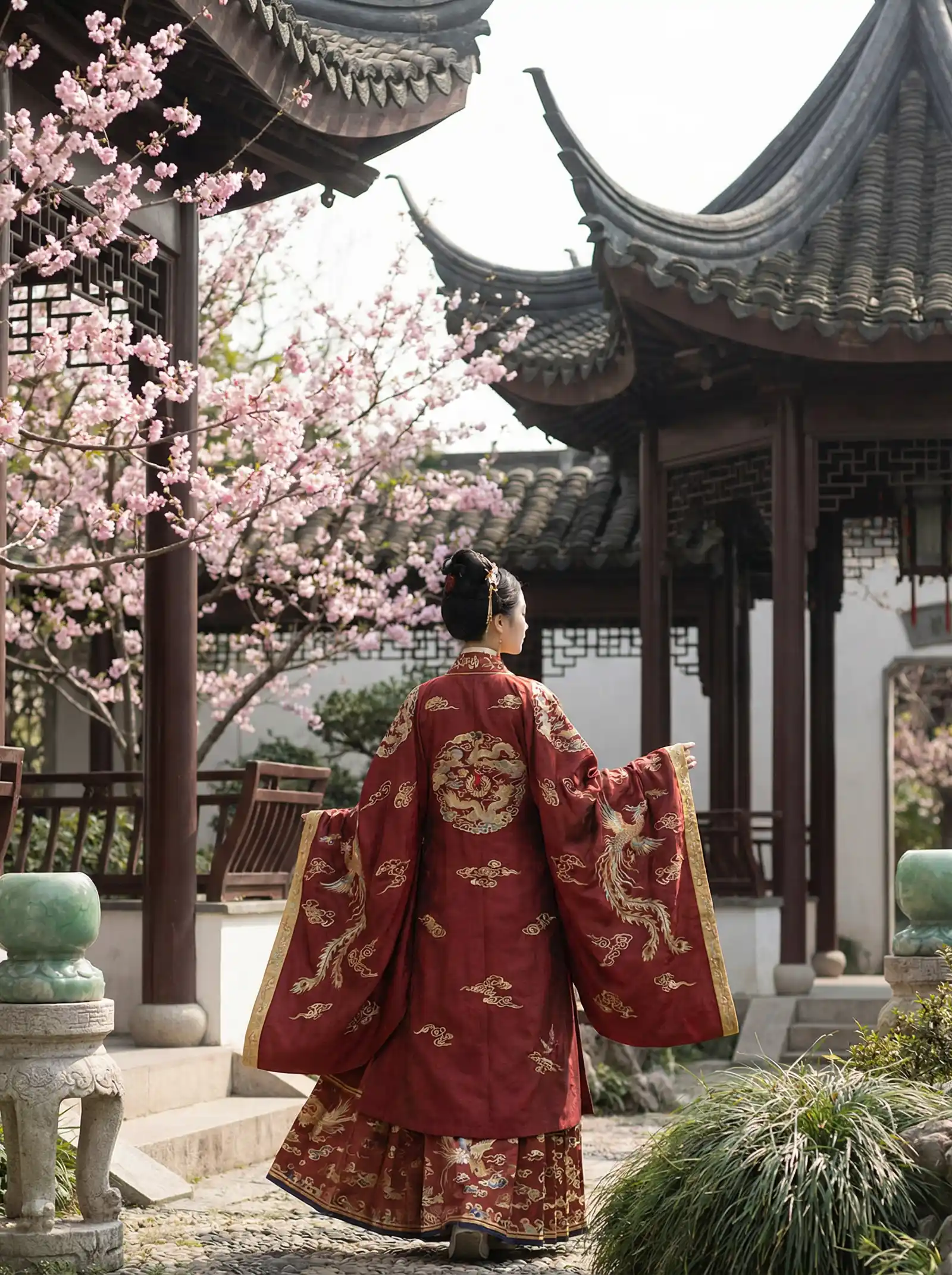 余罪免费观看 明制汉服红色凤凰刺绣